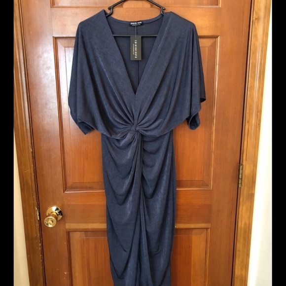 Gunpowder grey “slinky” knot dress - Picture 1 of 6